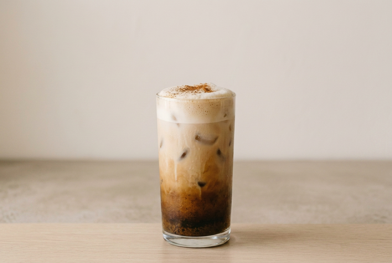 Verre de latte au chaga glacé